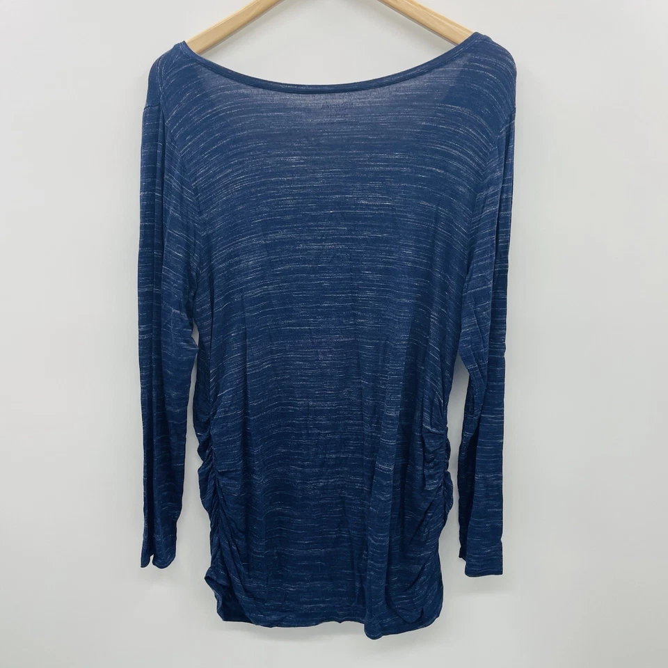 Motherhood Maternity Womens Size XL Striped Long Sleeve V Neck Tee in Blue 2123 - Image 3 of 4