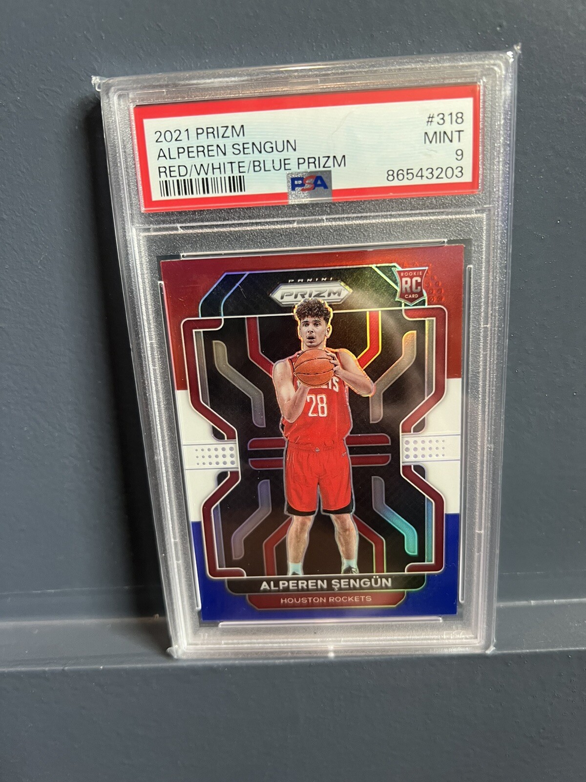 2021 Panini Prizm #318 ALPEREN SENGUN Red White Blue Prizm Rookie RC PSA 9 Mint
