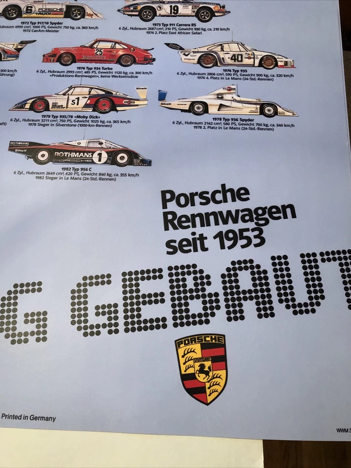 AWESOME Porsche Race Car Importance Poster Rennwagen  Erfolg Gebaut 1953 - Image 4 of 4