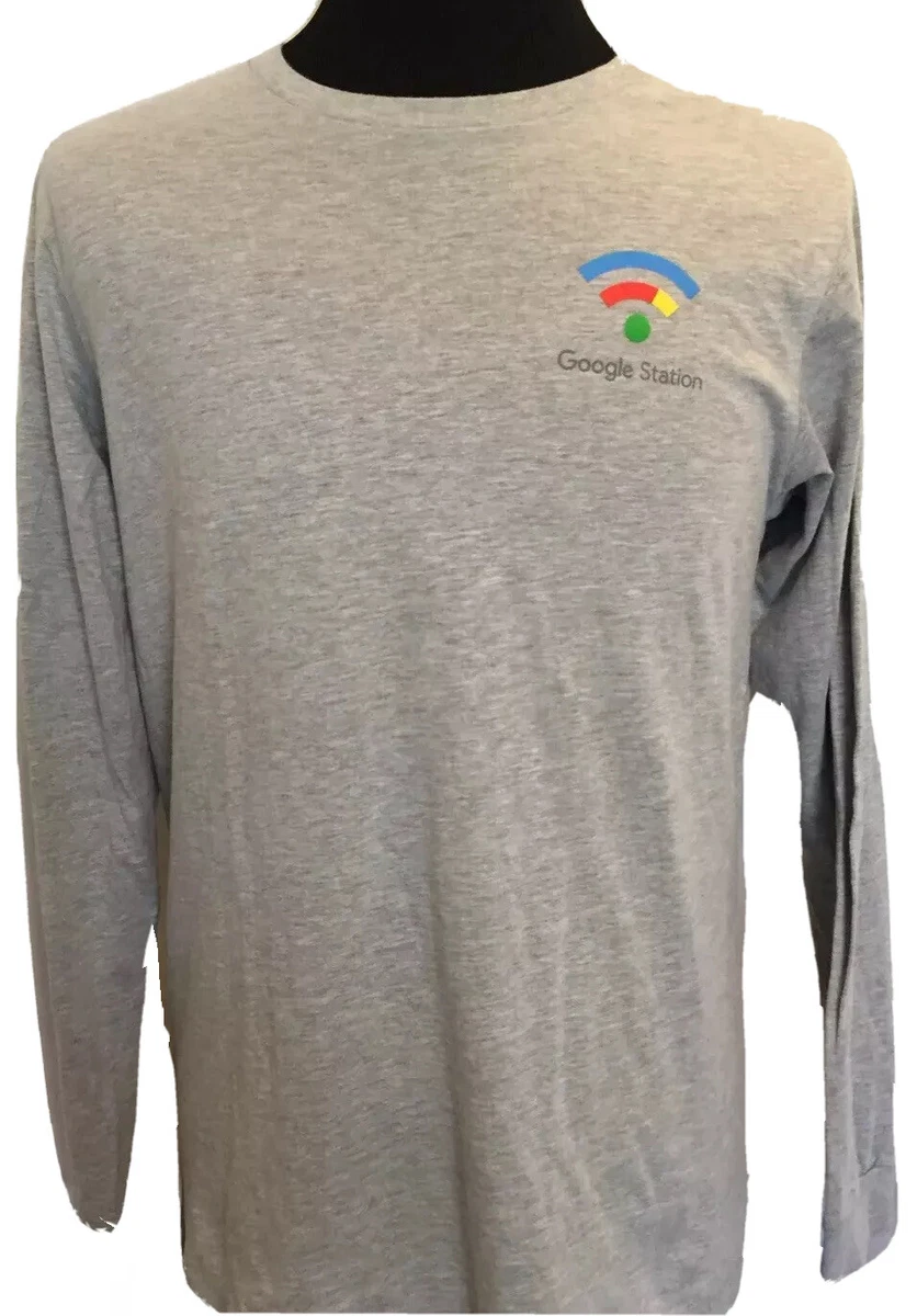 Google Mens Large L Gray Google Station Long Sleeve Cotton | eBay