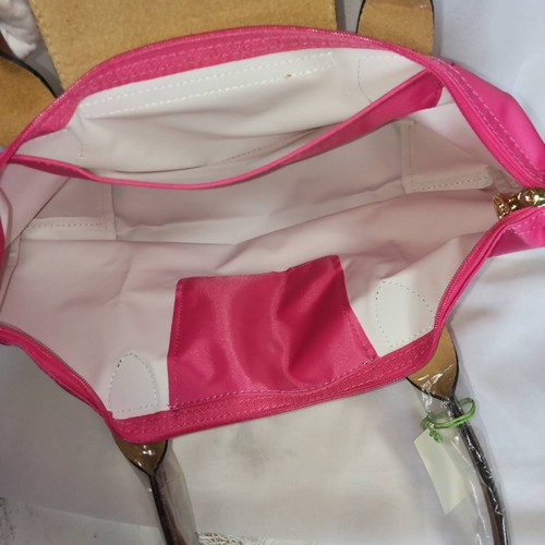 see description 3size Longchamp Le Pliage Tote Bag Handbag Pink Leather - Picture 12 of 13