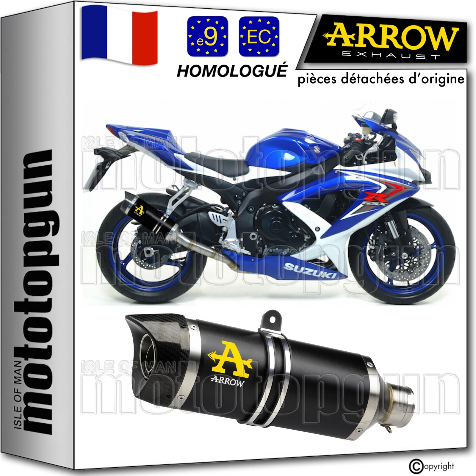 Pot echappement Arrow Thunder noir pour moto Suzuki GSX-R 750 IE 2008