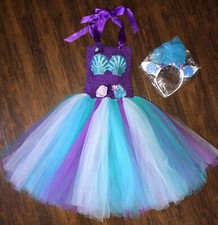 Mermaid Tutu Costume girls 8-9y w/ headband Halloween/ Birthday Dress