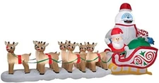 Colossal 16.5' Rudolph w/ Santa & Bumble Sleigh Airblown Inflatable Christmas