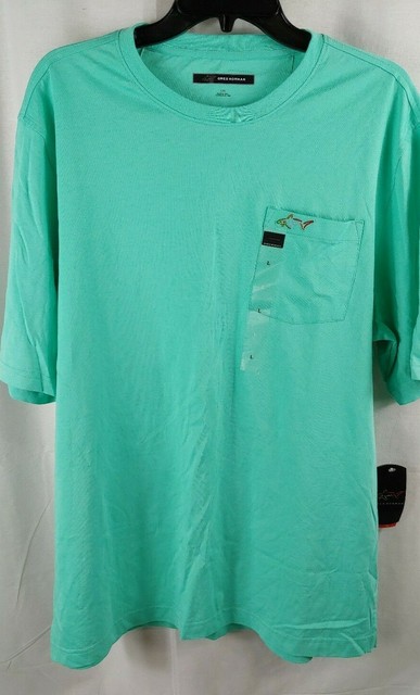 Greg Norman green pocket t-shirt embroidered Lux shark tee L Large NWT | eBay