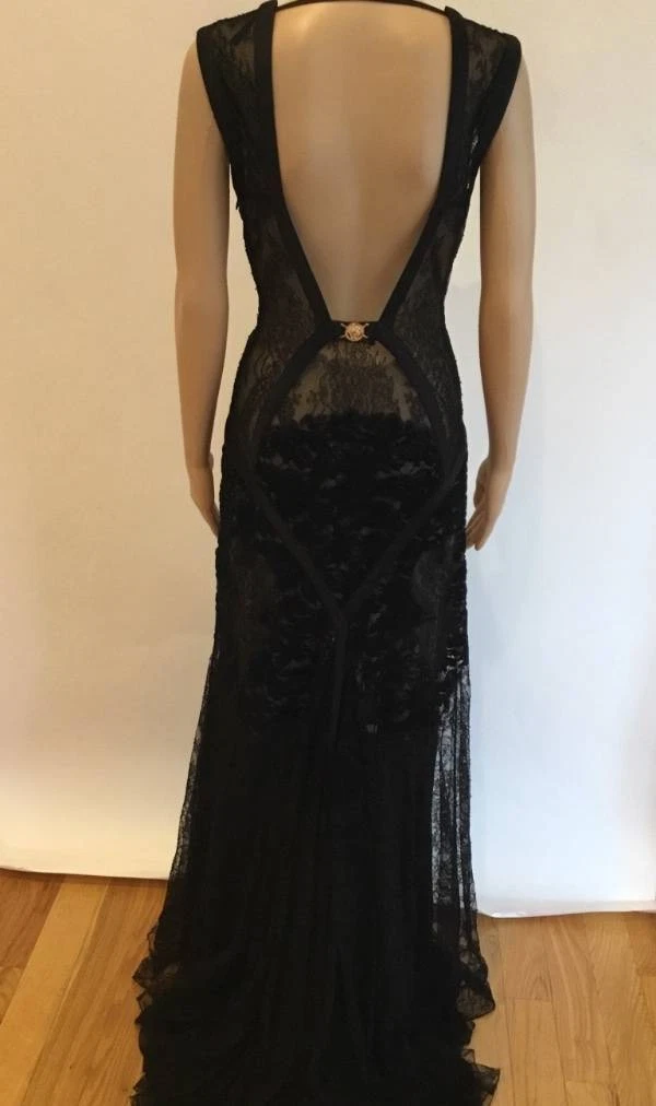 ABITO VERSACE FW 2005 RUNWAY TRASPARENTE IN PIZZO TAGLIA IT 42