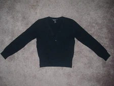 Madison Studio Silk Blend V Neck Long Sleeve Top Shirt Women's Jr's S Black