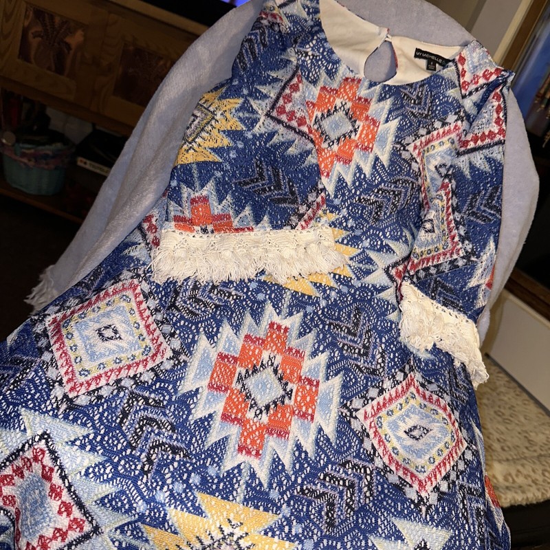 MY MICHELLE GIRLS SZ 8 FRINGED LACEY DRESS