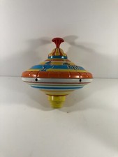 Vintage Tin Spinning Top Toy 9 Inch Bryan Ohio Spinning Metal Works Great
