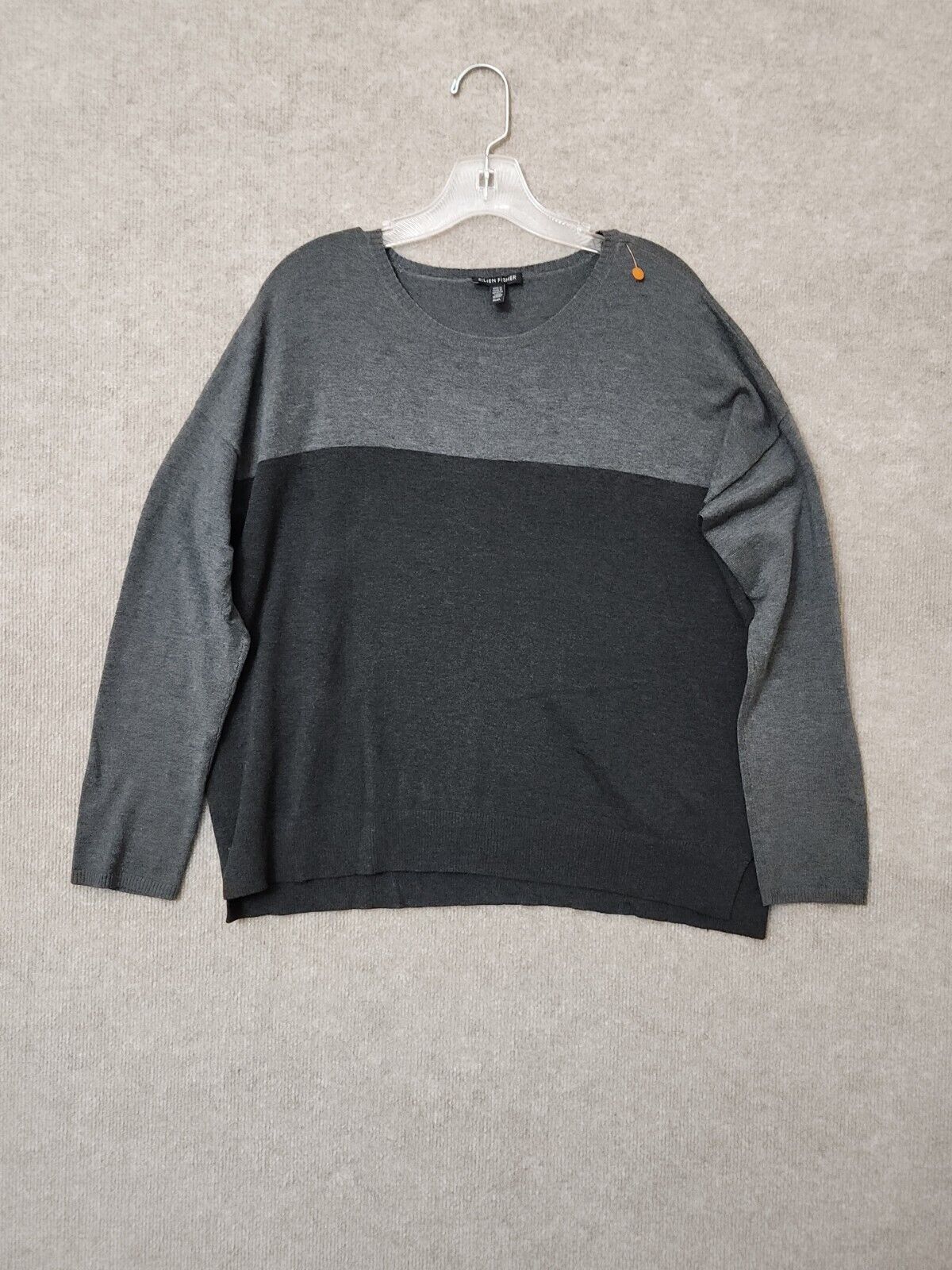 Eileen Fisher Sweater Womens M Gray Colorblock Ro… - image 1