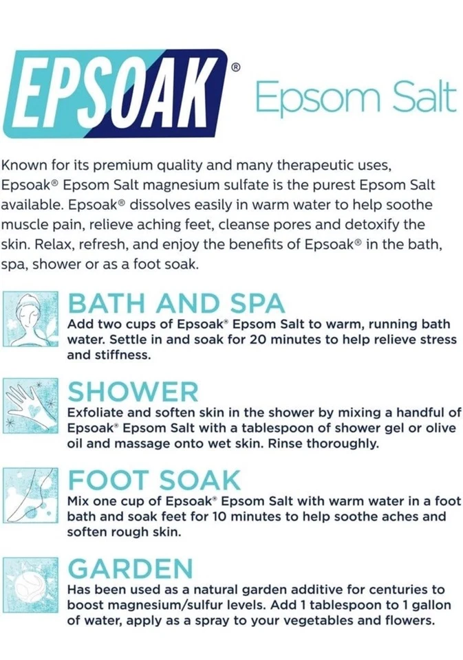 Epsoak Epsom Salt 19 lb. Bulk Resealable Bag Magnesium Sulfate USP - Image 4 of 4