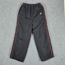 Y2K Russell Athletic Track Pants Relaxed Black/Red Bred Youth Size 14/16 24x27