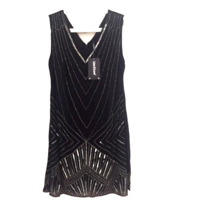 LIVE2LOVE black sequin Gatsby flapper 1920'S shift party dress UK 10 JS192 NN 03