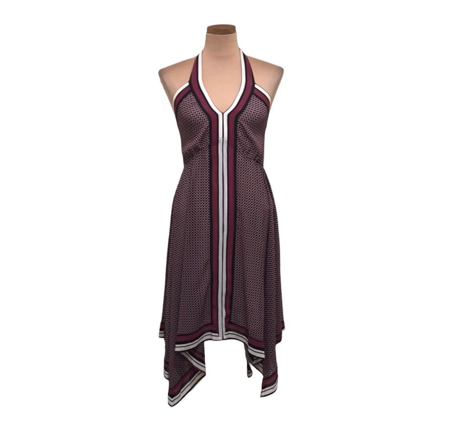 MICHAEL Michael Kors Asymmetrical Hem Dress Size Small Maroon Geometric  Print | eBay