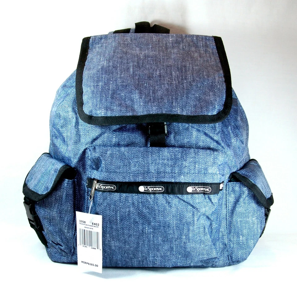 Last One!!! 全新带标签 LeSportsac 中号 Wayfarer 背包 "Denim Days" — 第 3/4 张图片