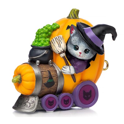 The Hamilton Too Cute To Spook #1 Halloween Train Cat Figurine by Kayomi Harai