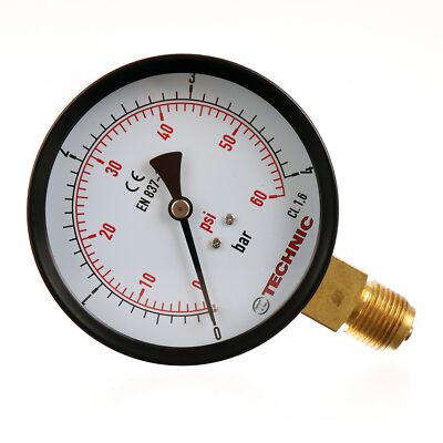 Manometer Glyzerin 0-4 BAR / 60 PSI 100mm 1/2'' Druckanzeige