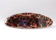 French Celluloid Tortoise Slip Proof Golden Hinge XLarge Oval Hair Barrette P56