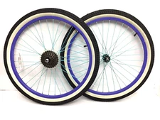 24" Bicycle Purple Wheel Set 7s Freewheel 2.125" Tire Cruiser Bike #E65