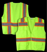 Truck Driver Work Site Reflective High Visibility Neon Green Safety Vest - 4XL