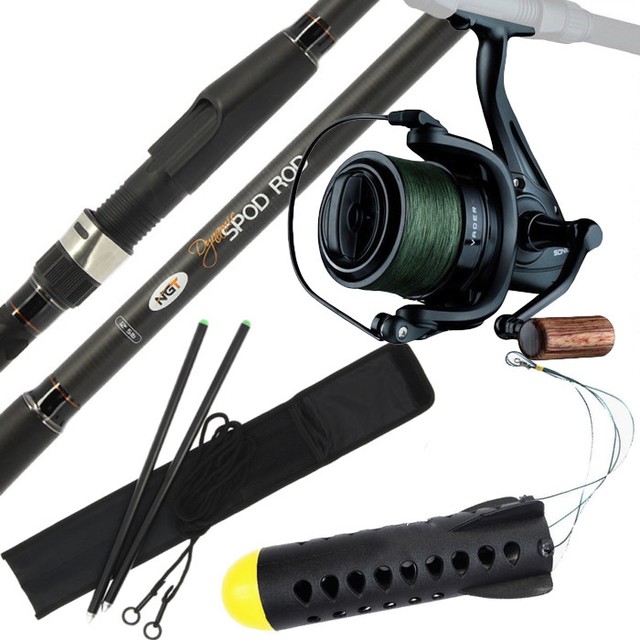 NGT Spod Rod Carp Fishing 12ft With Bait Bucket Spoon Stick Rocket for