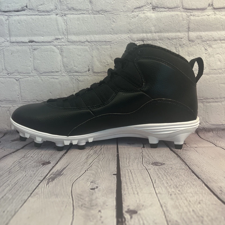 Nike Air Jordan 10 TD Mid Black White Football Cleats CQ2073-001 Men’s Size 11 - Image 3 of 4