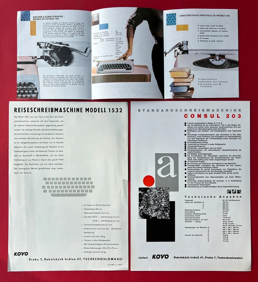 3 x CSSR Reklame Prospekt um 1965 CONSUL Schreibmaschine     ( F23050 - Bild 2 von 3