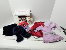American Girl doll clothing lot dress Rosy Red Twilight holiday + pillow + dog