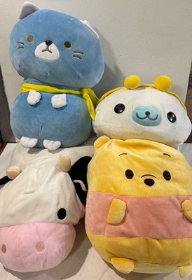 Lot Of 4 Plush Animal, Winnie the Pooh, Cow, Cat, Bee
