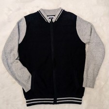 Okaidi Quilted Sweater Zip-up Jacket Grey Navy Youth 10 140cm 