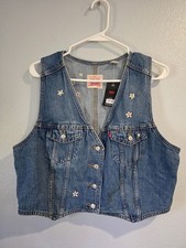 2pc Levi's Women's"Bee in the Bonnet" Denim Vest-Blue XL Matching Shorts Size 34