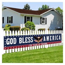 250 Anniversary USA Flag God Bless America Banner 4th Of July Decorations 120...