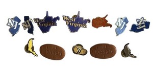 Vintage Lot (12) State Souvenir NJ WV ID Idaho Potato Enamel Plastic Lapel Pins