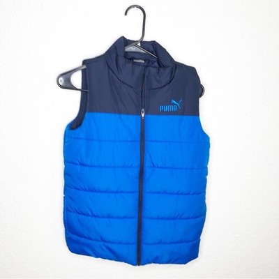 Puma blue navy color block full zip puffer vest size Medium