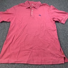 Tommy Bahama Polo Shirt Mens Medium Pink Short Sleeve Beach Outdoor Casual