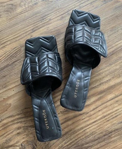 Women Uterque Mules Black Leather 36