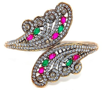 Armband Osmanisches Empire Stil 6 kt behandelter Smaragd 925 Sterlingsilber 