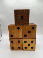 Handcrafted Jumbo Wood Dice 5pc Outdoor Game Play 6 Sided Party Family Fun
