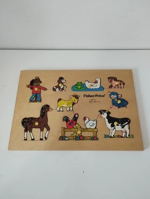 Puzzle En Bois - Vintage 1982 -Fisher Price - Animaux De La Ferme - Photo 1/4