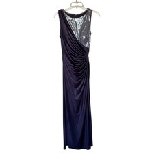 Adrianna Papell Sequined Draped Purple Evening Gown Size 8