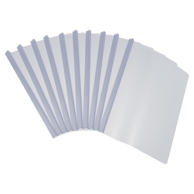 10Pcs Clear Report Covers with Sliding Bar,  15mm 135 Sheets Capacity, White