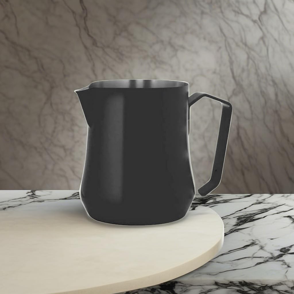 Metallurgica 17 oz Stainless Steel Tulip Milk Frothing Pitcher, Black
