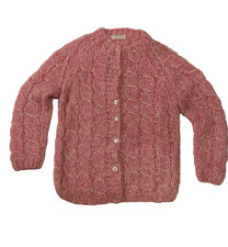 Wool Mohair Women  s Sweater Vintage Cardigan Fisherman Cable Knit Size Medium