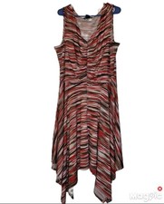 Ashley Stewart Sunset Stripes Sleeveless Pullover Handkerchief Hem Dress Size...