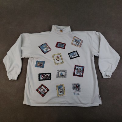 Vtg Northern Reflections Sweater Womens Large White Winter Graphic Pullover 90s