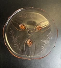 Lancaster Glass Cake Plate Stand Jubilee Pink Depression XL 13” RARE Vintage