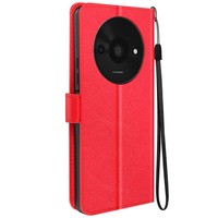 Mayaxess, FüR Xiaomi Redmi A3 Wallet Case Standfunktion Mit Handschlaufe, Rot
