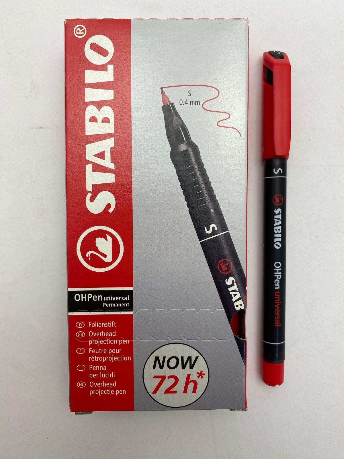 Stabilo OHPen 10 pz. Marcatore Permanente Punta Super Fine (S) da 0,4 mm Rosso