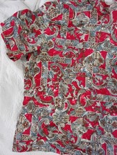 "Vintage Frayne apparel", "made in USA", BLOUSE Baroque Filigree Satin Weave M-L