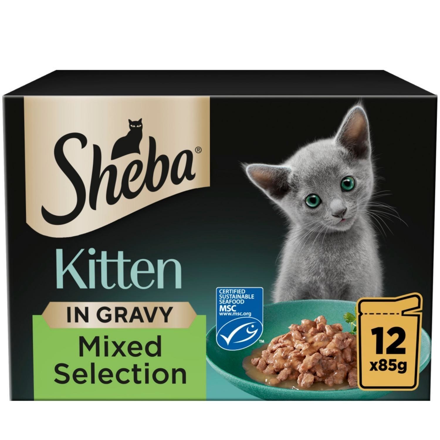 48 x 85g Sheba Sauce Collection Kitten Cat Food Pouches Mixed Selection in Gravy